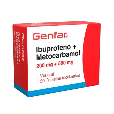 Ibuprofeno + metocarbamol Genfar tabletas 200/500 mg caja x 30
