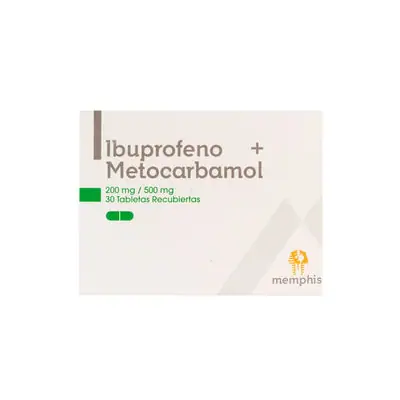 Ibuprofeno + Metocarbamol Tabletas 200 mg/500 mg Memphis
