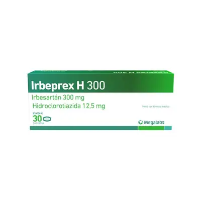 Irbeprex H tabletas 300/12.5 mg, caja x 30 unidades