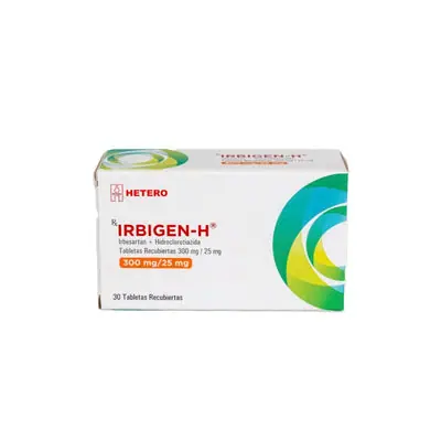 Irbigen (irbesartán + hidroclorotiazida) tabletas 300/25 mg caja x 30