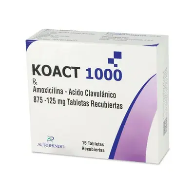 Koact 1000 mg tabletas 875 mg/125 mg, caja x 15 tabletas