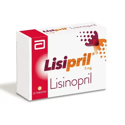 Lisipril lisinopril 5 mg, caja x 20 tabletas