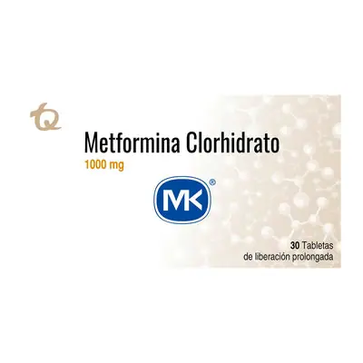 Metformina MK tabletas LP 1000 mg, caja x 30 unidades