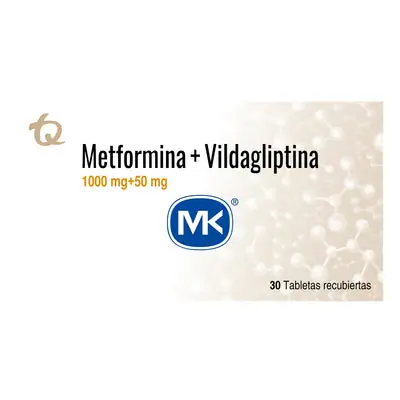 Metformina + vildagliptina MK tabletas 1000/50 mg, caja x 30 unidades