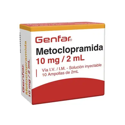 Metoclopramida Genfar ampollas 10 mg/2 ml, caja x 10 unidades
