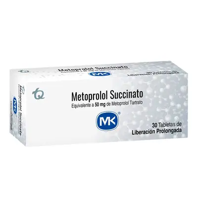 Metoprolol succinato 50 mg caja x 30 tabletas