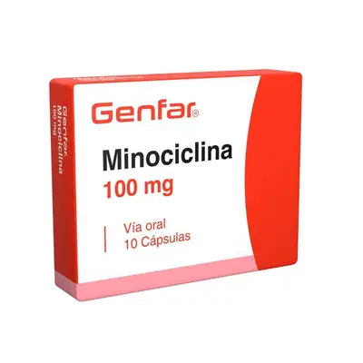 Minociclina Genfar cápsulas 100 mg, caja x 10 unidades