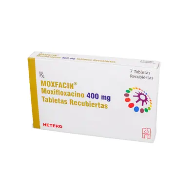 Moxfacin (moxifloxacino) tabletas 400 mg caja x 7 unidades