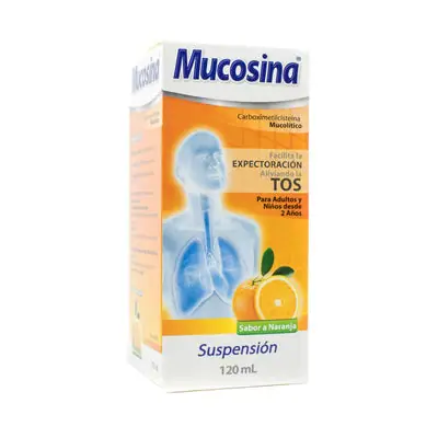 Mucosina suspensión sabor naranja, frasco de 120 ml