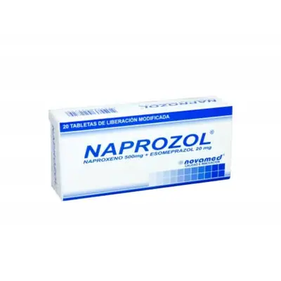 Naprozol tabletas 500 mg/20 mg, caja x 20 unidades