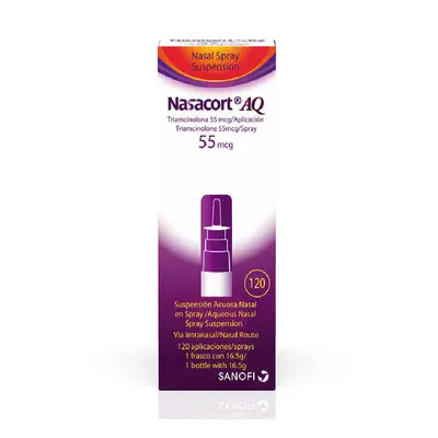 Nasacort AQ spray nasal 55 mcg, frasco de 120 pulverizaciones