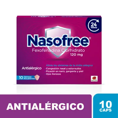 Nasofree tabletas 120 mg caja x 10 unidades
