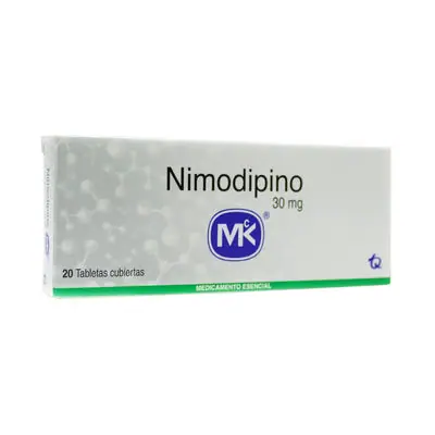 Nimodipino MK tabletas 30 mg, caja x 20 unidades
