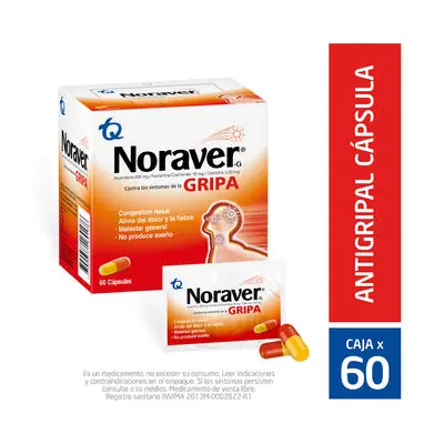 Noraver Gripa cápsulas, caja x 60 unidades