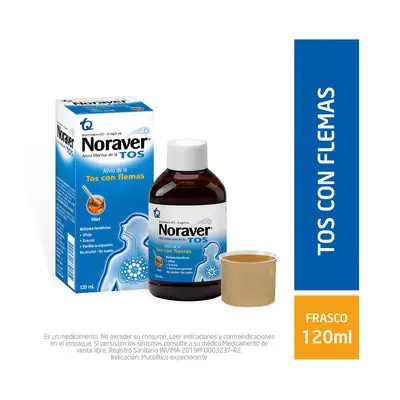 Noraver Tos jarabe sabor miel, frasco x 120 ml