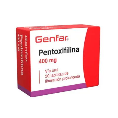 Pentoxifilina Genfar tabletas 400 mg, caja x 30 unidades