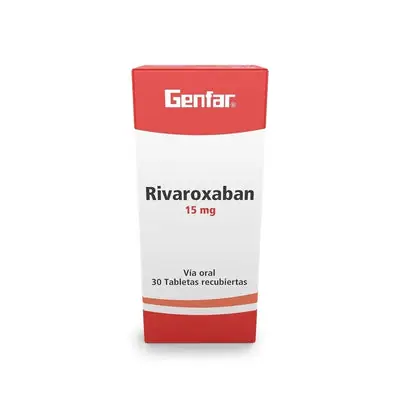 Rivaroxabán Genfar tabletas recubiertas 15 mg, caja x 30