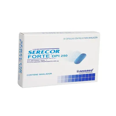 Serecor Forte DPI 250 inhalador con cápsulas 50/250 mcg, caja x 30