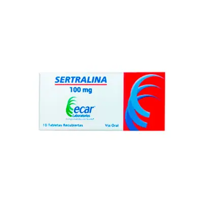 Sertralina 100 mg tabletas, caja x 10 unidades