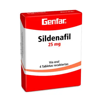 Sildenafil Genfar tabletas 25 mg, caja x 4 unidades