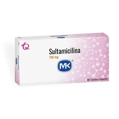 Sultamicilina MK tabletas recubiertas 750 mg, caja x 20 unidades