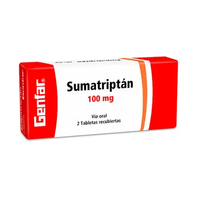 Sumatriptán Genfar tabletas 100 mg, caja x 2 unidades