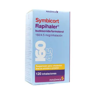 Symbicort Rapihaler 160/4.5 mcg inhalador, caja con inhalador de 120 aplicaciones