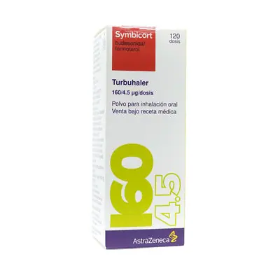 Symbicort Turbuhaler 160/4.5 mcg inhalador, caja con inhalador de 120 aplicaciones