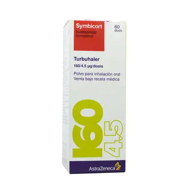 Symbicort Turbuhaler 160/4.5 mcg inhalador, caja con inhalador de 60 aplicaciones