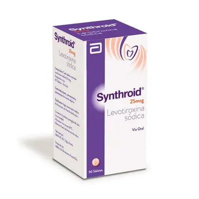 Synthroid tabletas 25 mcg, caja x 90 unidades