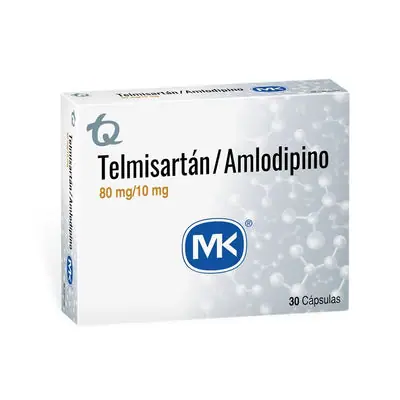 Telmisartán + amlodipino MK cápsulas 80/10 mg, caja x 30 unidades