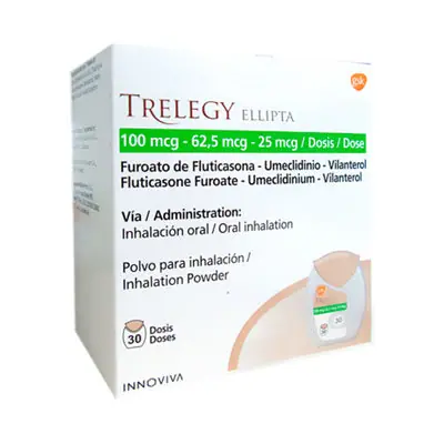 Trelegy Ellipta inhalador 100 mcg/62,5 mcg/25 mcg, 30 inhalaciones