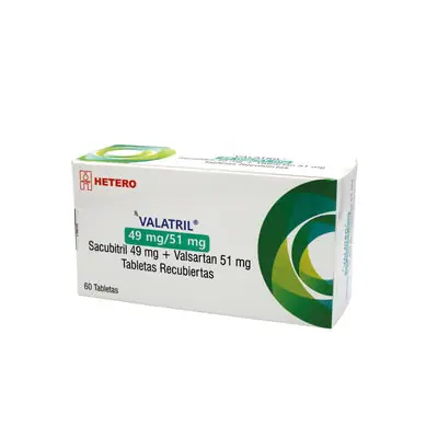 Valatril RG (sacubitril + valsartán) tabletas 100 mg caja x 60 unidades
