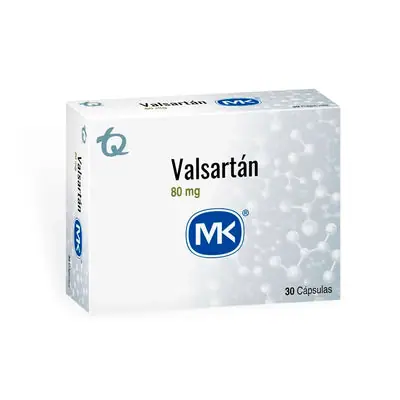 Valsartán MK cápsulas 80 mg, caja x 30 unidades