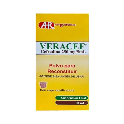 Veracef suspensión 250 mg caja 80 ml
