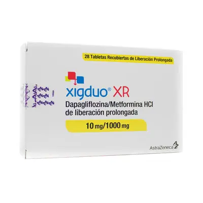 Xigduo XR 10 mg/1000 mg tabletas, caja con 28 tabletas