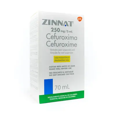 Zinnat pediátrico suspensión 250 mg caja 70 ml