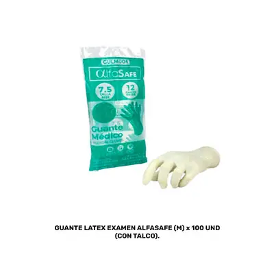 Guantes médicos látex Alfasafe Talla 7,5, bolsa x 12 pares