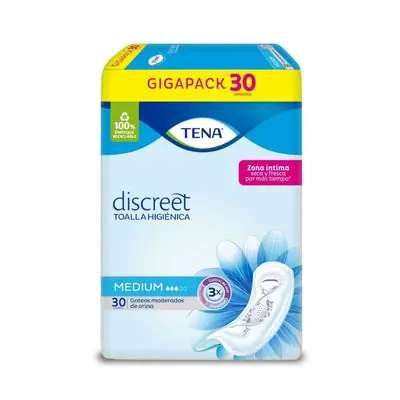 Toallas Tena Discreet Medium, bolsa x 30 unidades