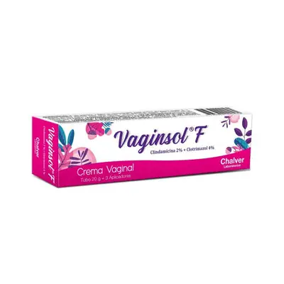Vaginsol F crema vaginal, caja con tubo de 20 g y 3 aplicadores