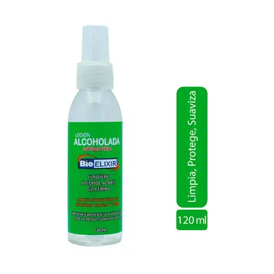 Loción alcoholada antibacterial frasco x 120 ml
