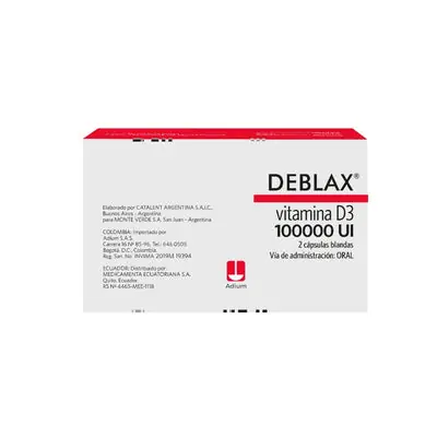 Deblax vitamina D3 100000 UI, cápsula, caja x 1 unidad