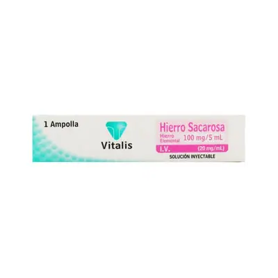 Hierro Sacarosa Vitalis solución inyectable 100 mg/5 ml, caja