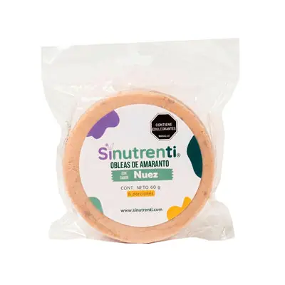 Obleas de Amaranto Sinutrenti Nuez, paquete 60 g