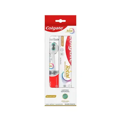 Cepillo dental Colgate Total Foaming con crema dental Original