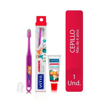 Cepillo dental Vitis Junior con gel 15 ml