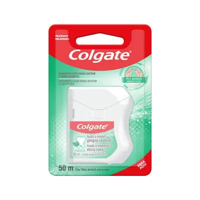 Seda dental Colgate encerada sabor menta, 50 m