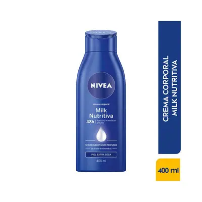 Crema corporal Nivea Milk Nutritiva, frasco de 400 ml