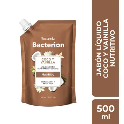 Jabón Líquido Bacterion Vainilla y Coco Doypack 500 ml