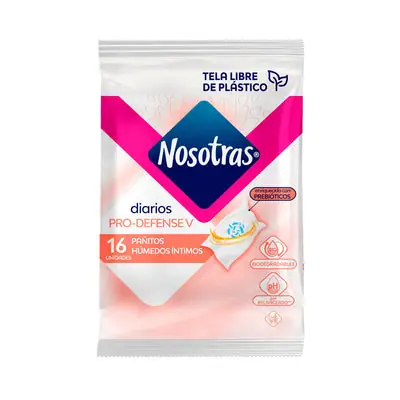 Pañitos Nosotras Pro-defense, bolsa x 16 unidades
